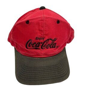 Youngan Coca Cola‎ Hat Cap Snapback Red Black Brim Green Underside Vintage